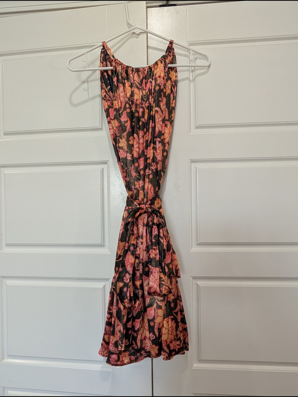 Free People Floral Metallic Shimmer Mini Dress NWT XS Black Pink